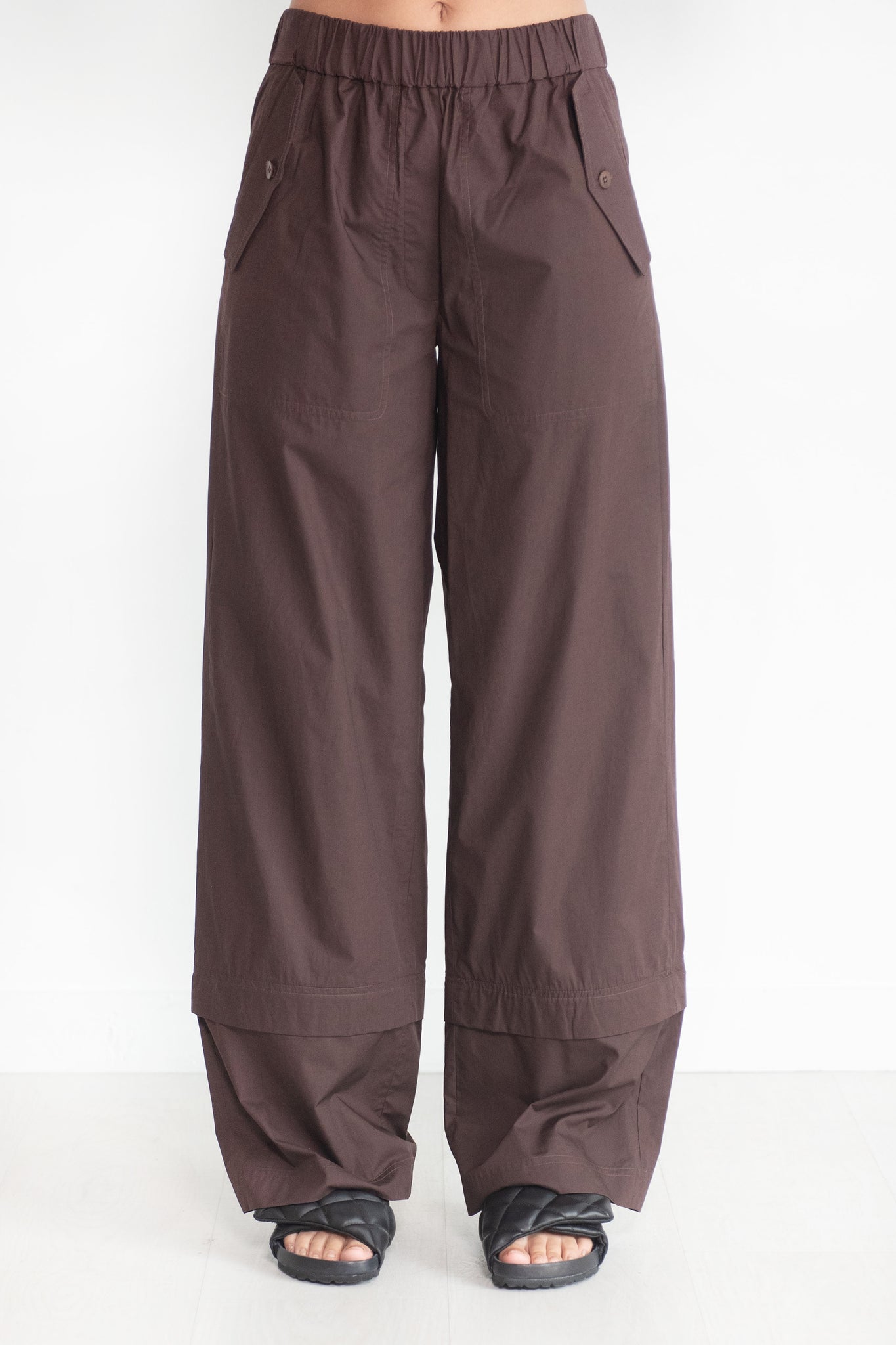 TIBI - VINTAGE COTTON CARGO, DARK BROWN