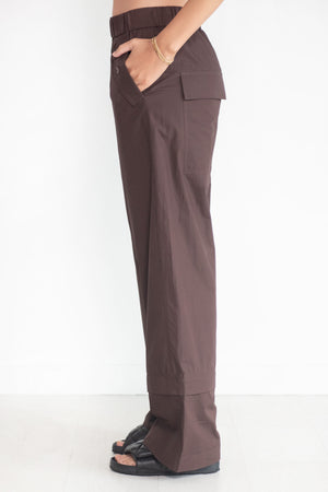 TIBI - VINTAGE COTTON CARGO, DARK BROWN