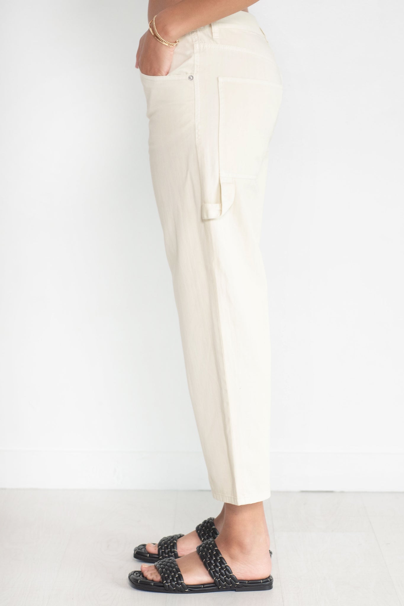 TIBI - Stone Wash Denim Cropped Sam Jean, Medium Stonewash