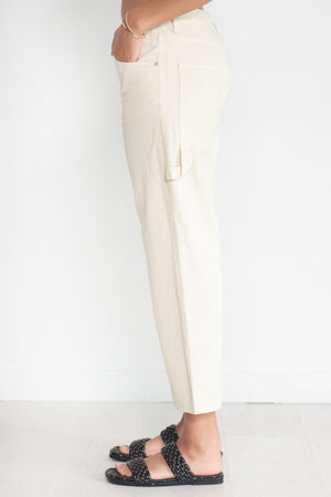 TIBI - Stone Wash Denim Cropped Sam Jean, Medium Stonewash