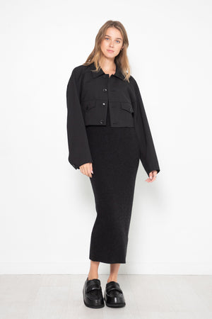 TIBI - Double Faced Plainweave Cropped Jean Jacket, Black