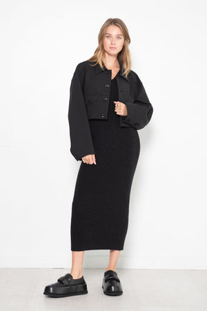 TIBI - Double Faced Plainweave Cropped Jean Jacket, Black
