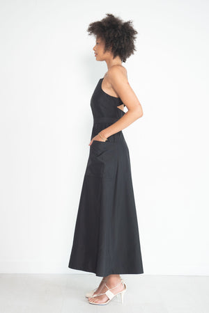 TIBI - Italian Sporty Nylon Strappy Cut Out Dress, Black