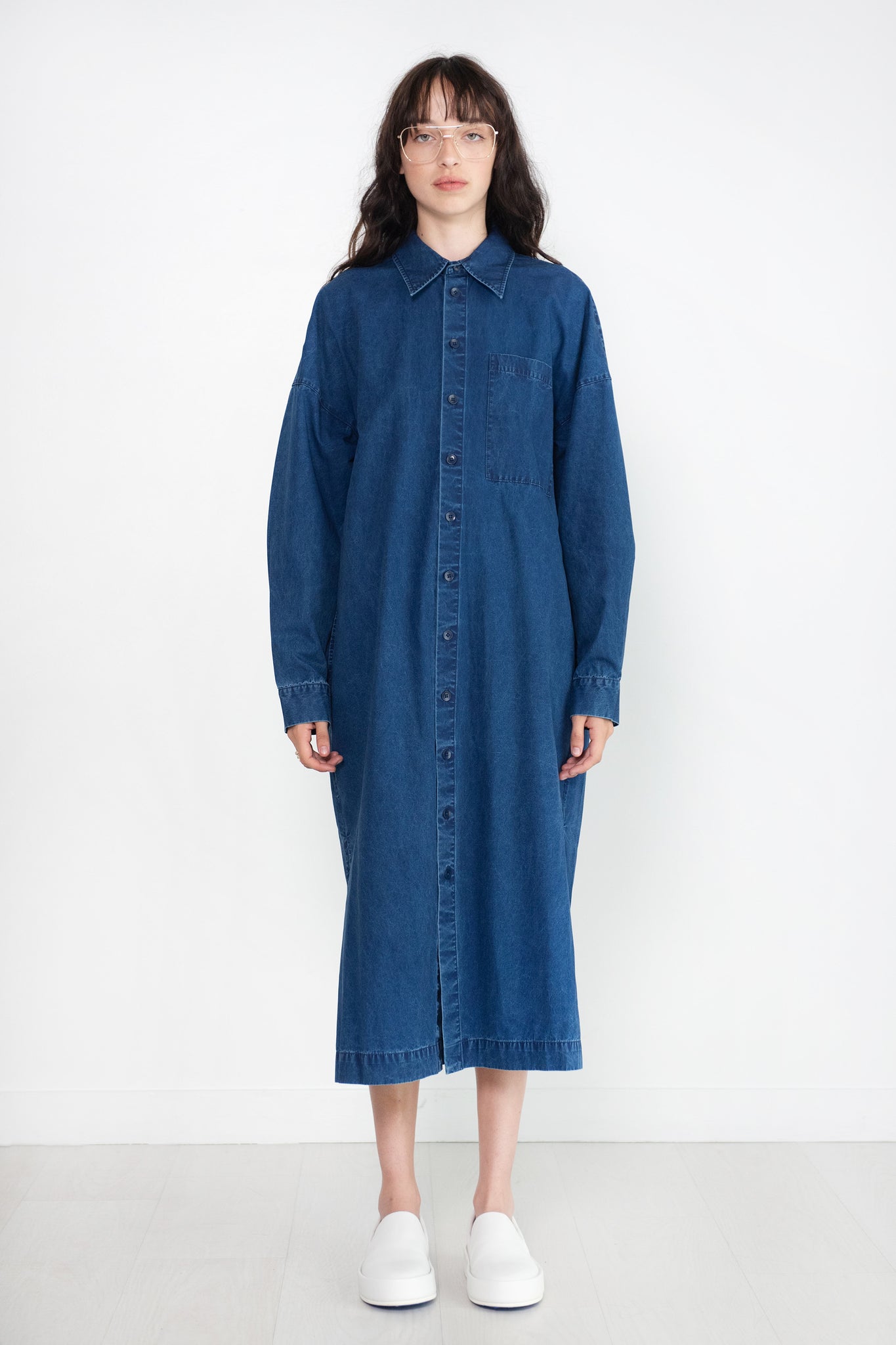 TIBI - Tencel Cotton Shirtdress, Blue