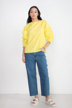 TIBI - Stone Washed Denim Cropped Sam Jean, Medium Stone Wash
