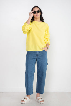 TIBI - Stone Washed Denim Cropped Sam Jean, Medium Stone Wash