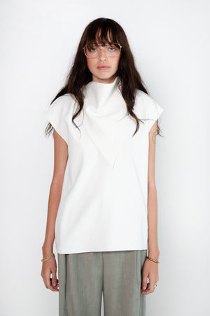TIBI - Chalky Drape Handkerchief Top, White