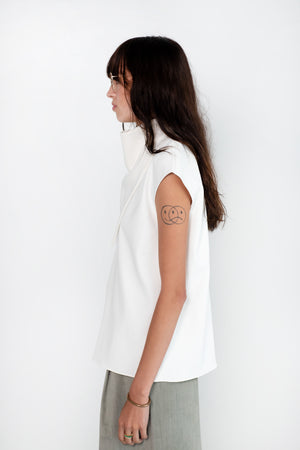 TIBI - Chalky Drape Handkerchief Top, White