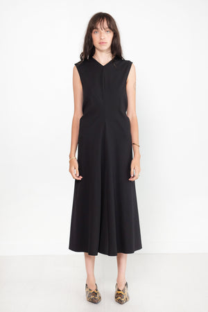 TIBI - Compact Ultra Stretch Knit V-Neck Godet Dress, Black