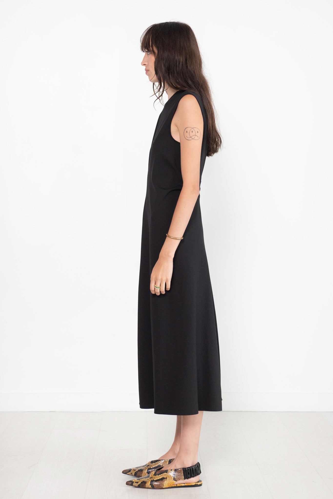 TIBI - Compact Ultra Stretch Knit V-Neck Godet Dress, Black