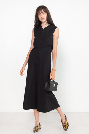 TIBI - Compact Ultra Stretch Knit V-Neck Godet Dress, Black