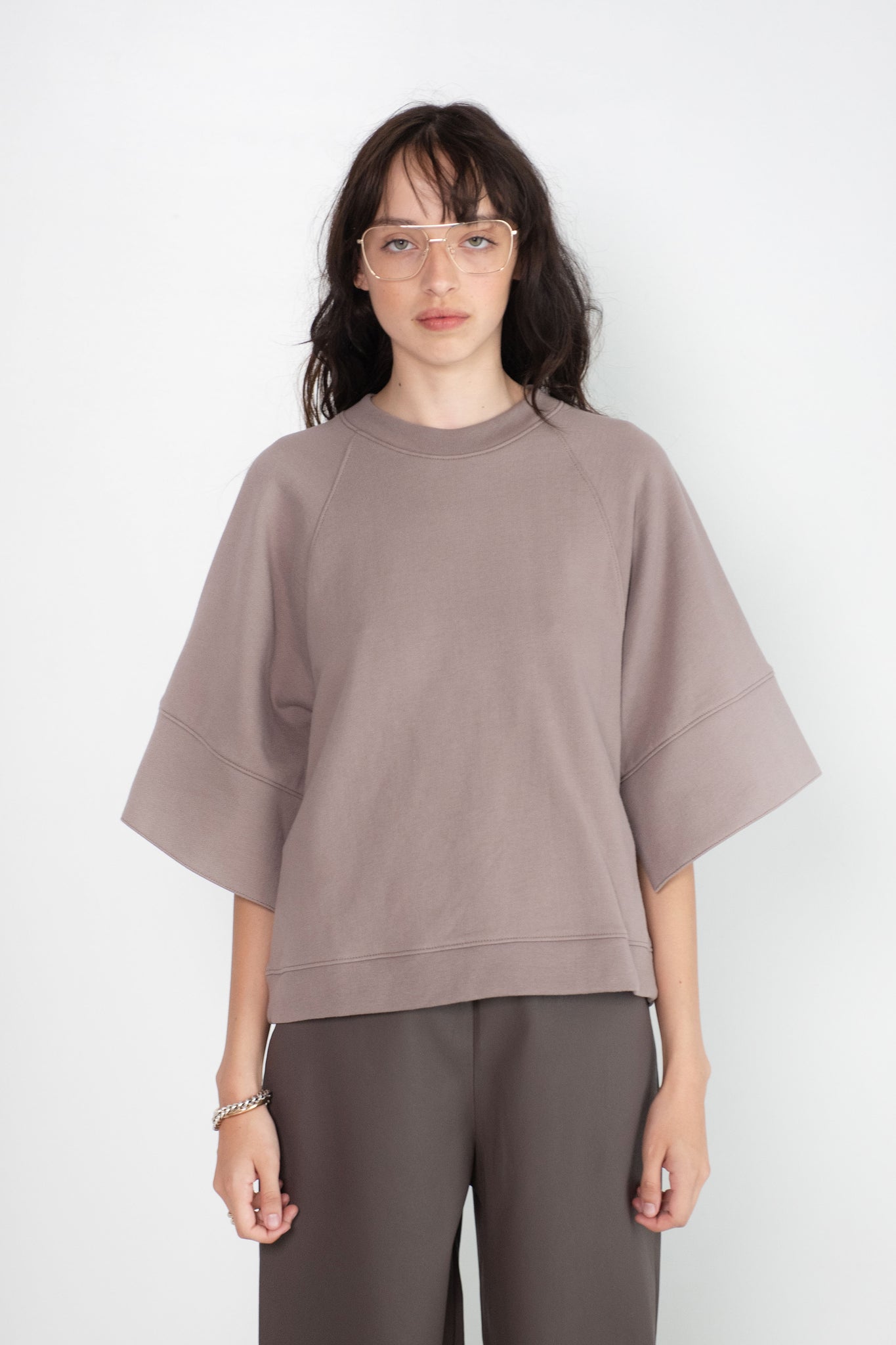 TIBI - Crewneck Easy Sweatshirt, Cement