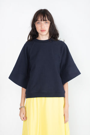 TIBI - Crewneck Easy Sweatshirt, Navy
