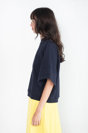 TIBI - Crewneck Easy Sweatshirt, Navy