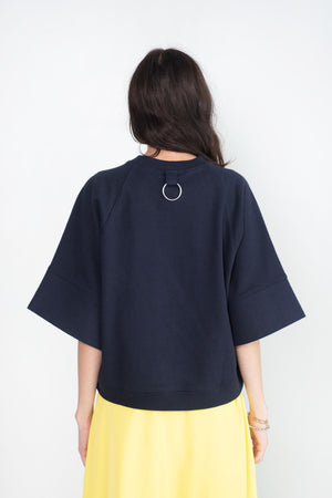 TIBI - Crewneck Easy Sweatshirt, Navy