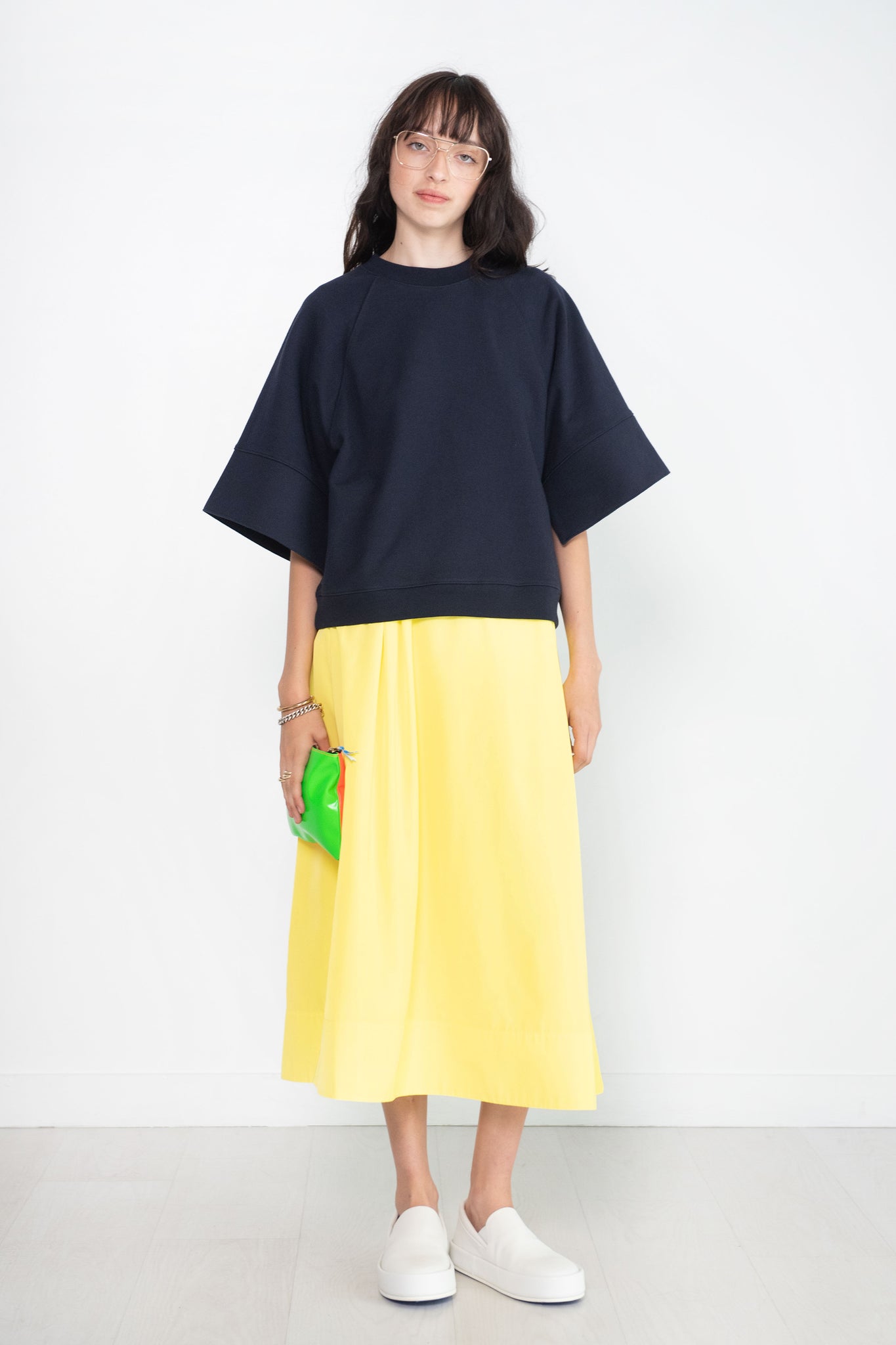 TIBI - Crewneck Easy Sweatshirt, Navy