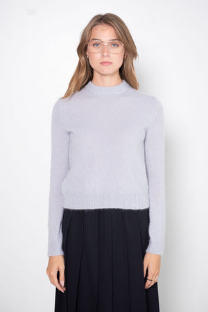 TIBI - Soft Mohair Shrunken Crewneck Pullover, Dove Grey