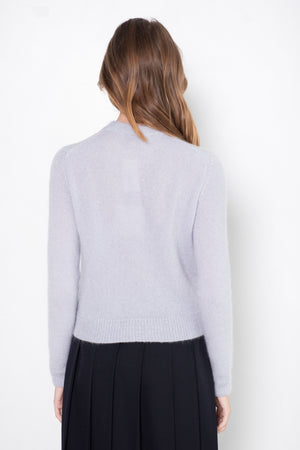 TIBI - Soft Mohair Shrunken Crewneck Pullover, Dove Grey