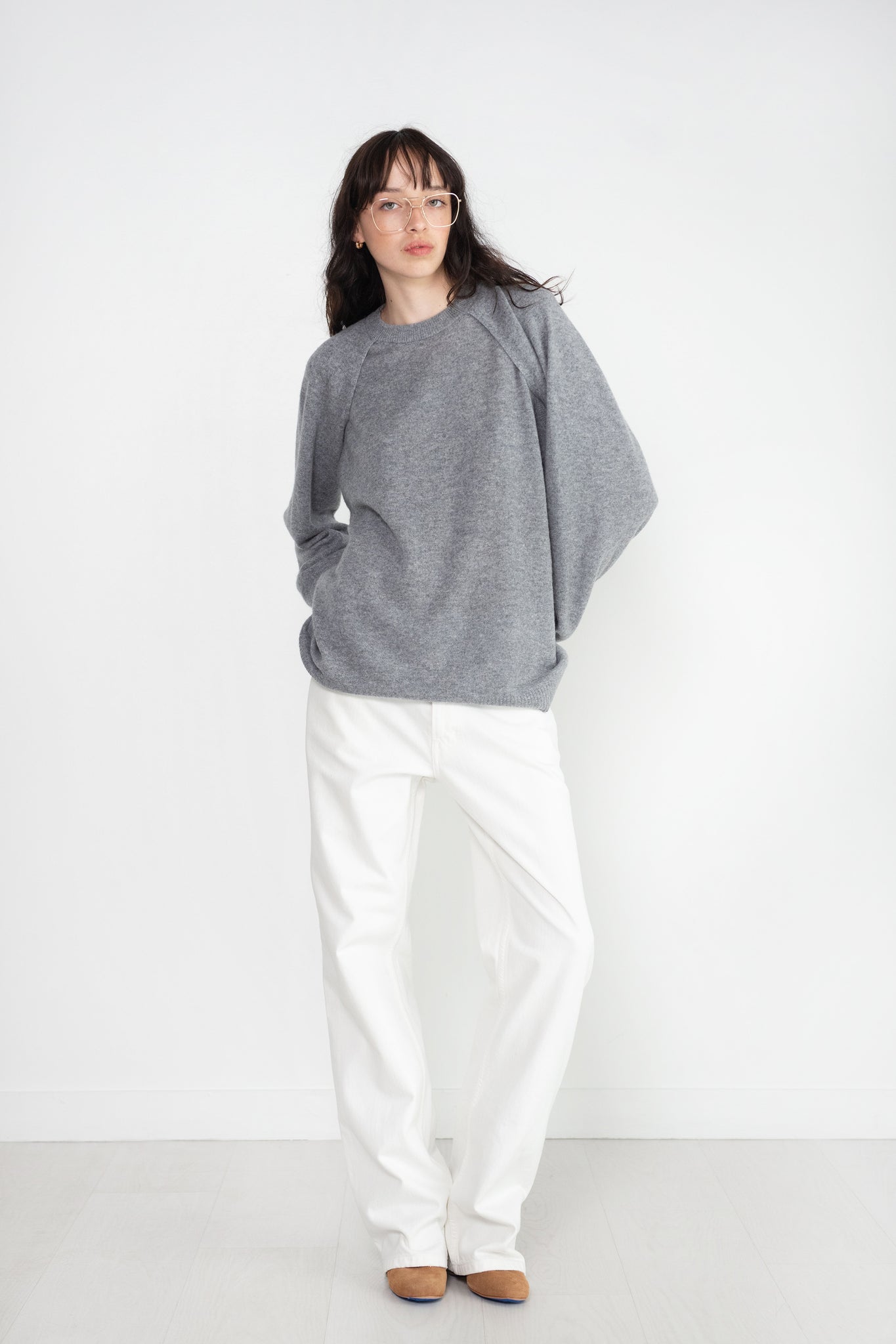 TIBI - Feather Weight Cashmere Tunic, Heather Grey