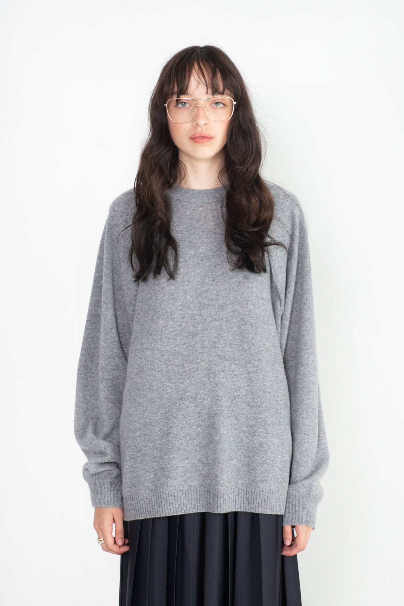 TIBI - Feather Weight Cashmere Tunic, Heather Grey