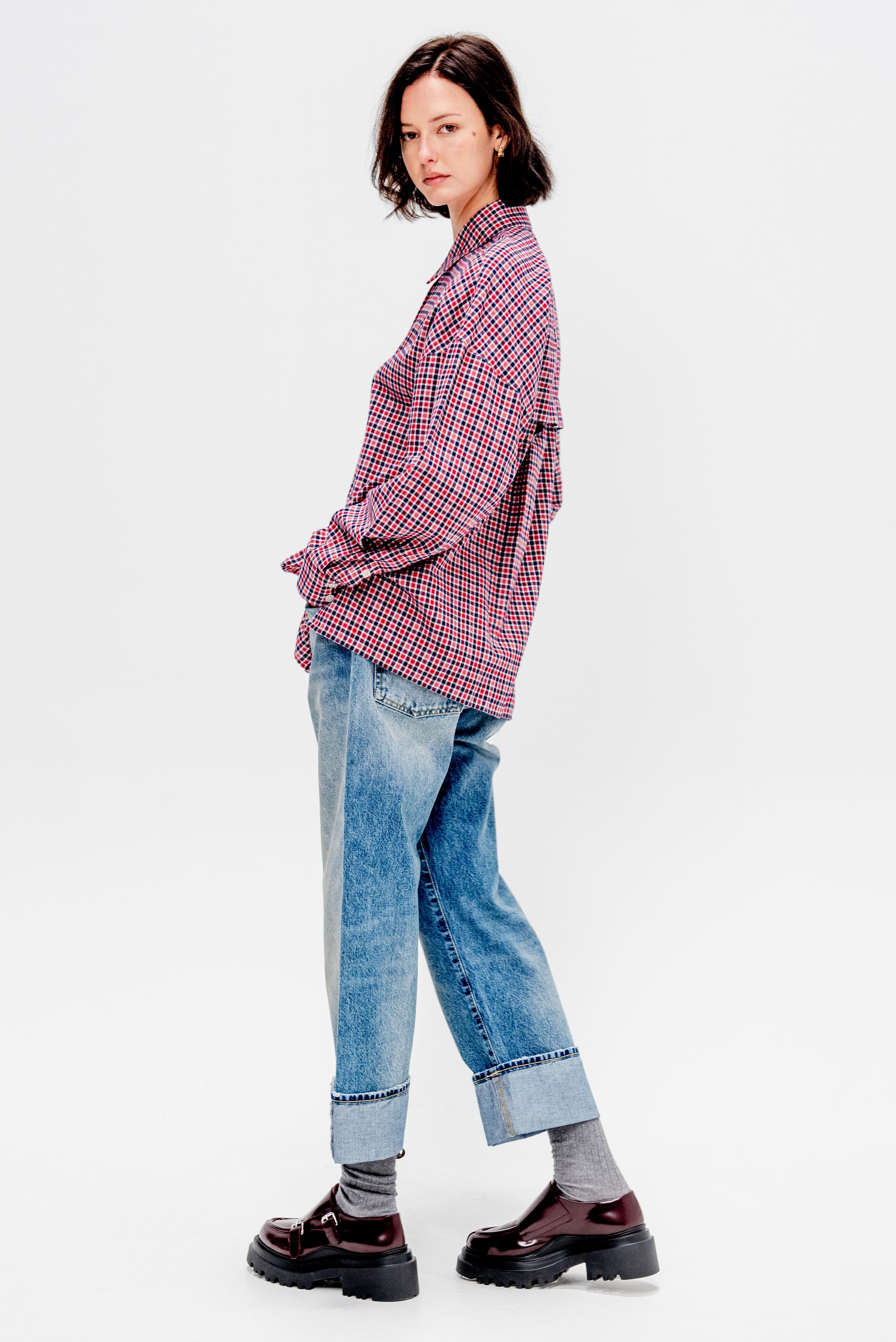 Flannel Menswear Shirting Oversized Shirt, Red Multi