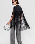 4-Ply Silk Fringe Cape, Black