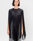 4-Ply Silk Fringe Cape, Black