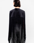 4-Ply Silk Fringe Cape, Black