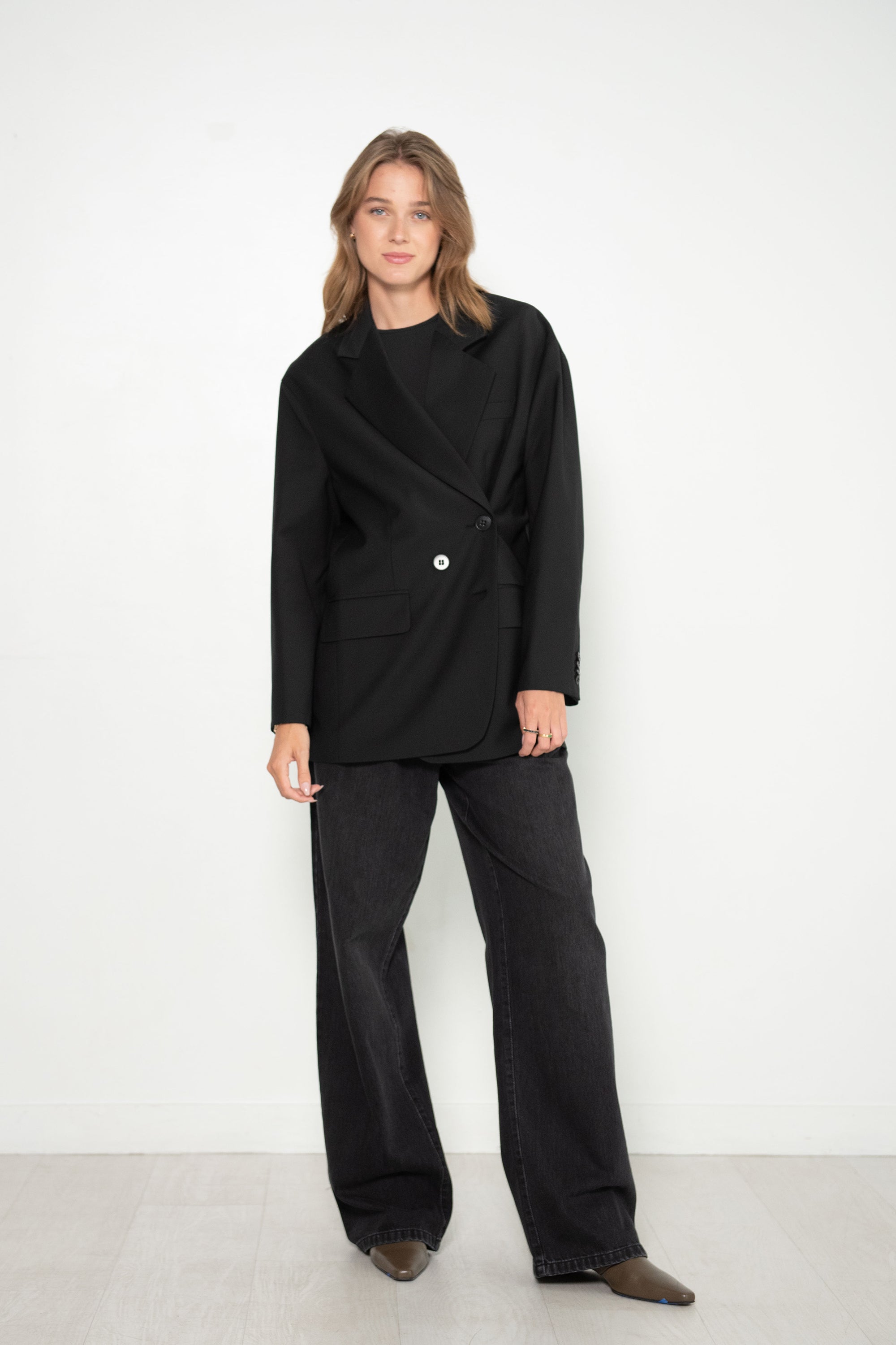 Tibi Tropical Wool Detached Lapel Liam Blazer, Black – Kick Pleat