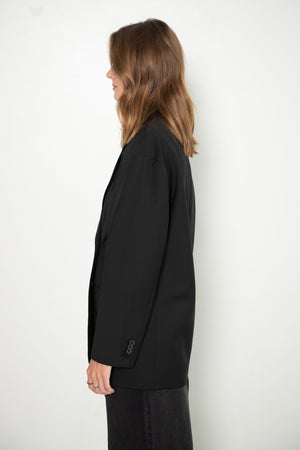 TIBI - Tropical Wool Detached Lapel Liam Blazer, Black