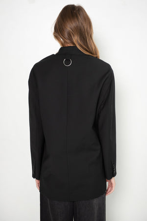 TIBI - Tropical Wool Detached Lapel Liam Blazer, Black