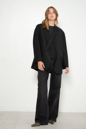 TIBI - Tropical Wool Detached Lapel Liam Blazer, Black