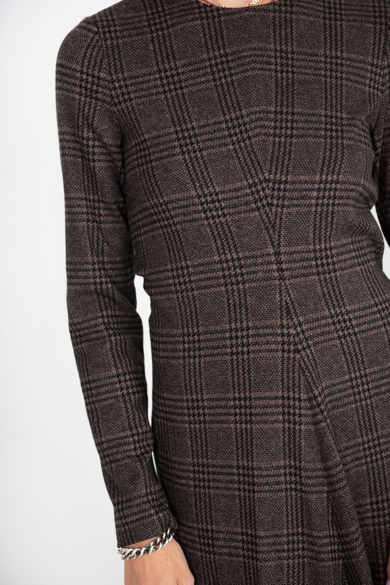 TIBI - Lutz Knit Midi Godet Dress, Brown & Black Multi