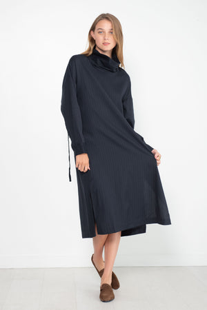 TIBI - Lyocell Drape Cowl Neck Dress, Navy Multi