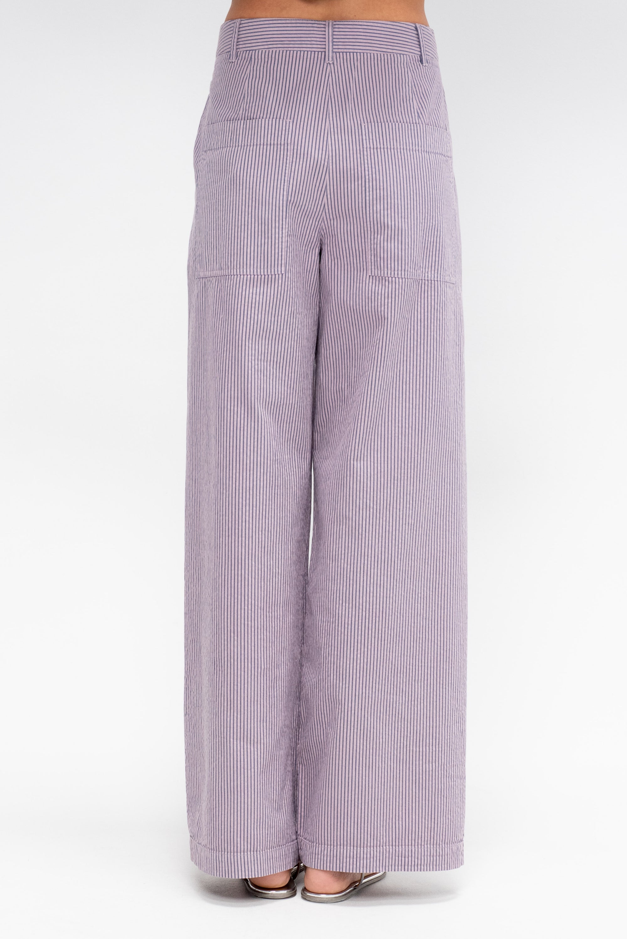 Garment Dyed Seersucker Stella Full Length Pant, Mauve Multi