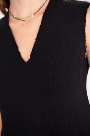 TIBI - Melee Crepe V-Neck Top, Black