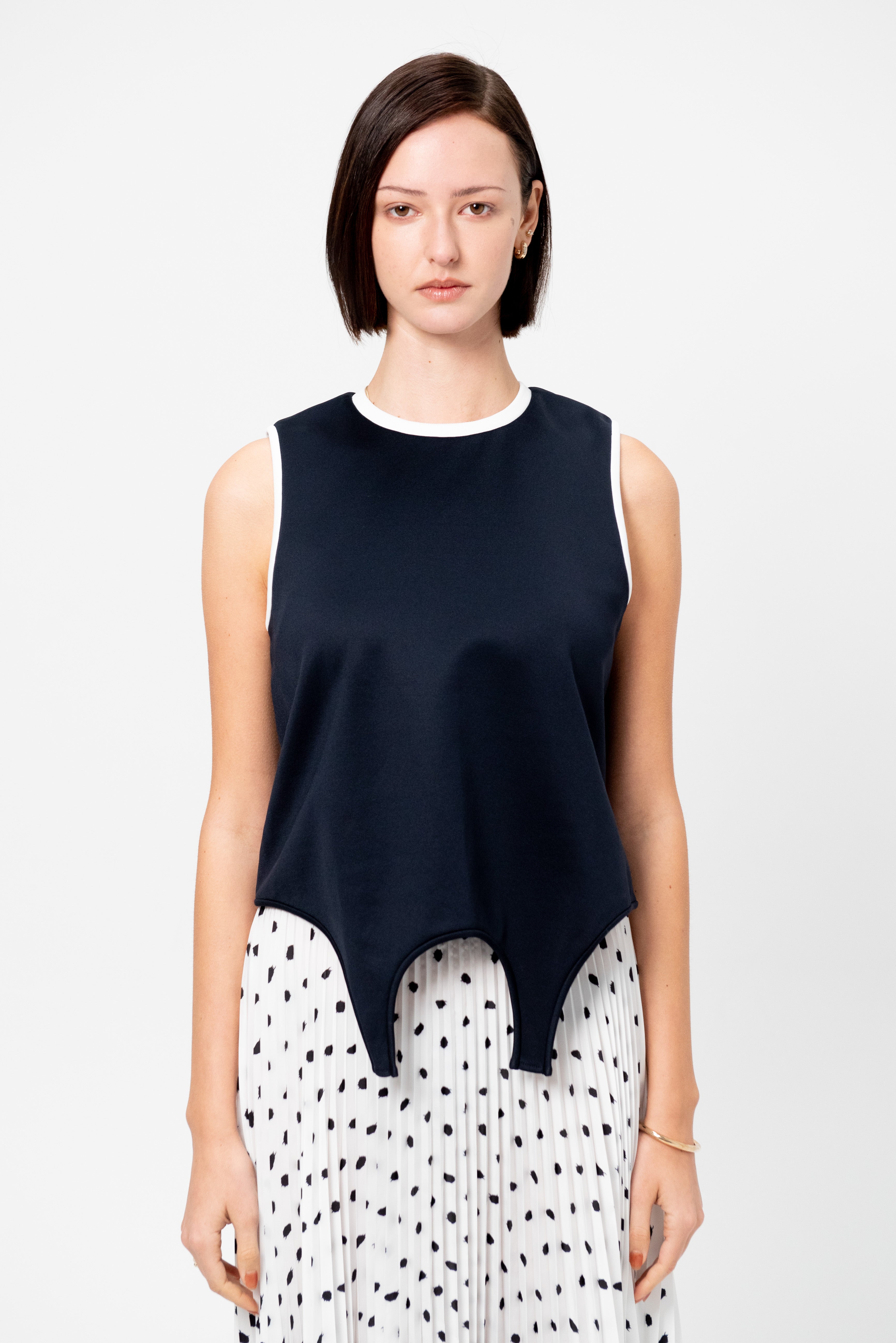 Tibi Active Knit Flip Tank, Navy – Kick Pleat
