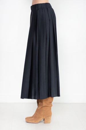TIBI - Feather Weight Pleated Skirt, Navy