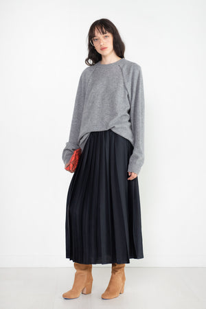 TIBI - Feather Weight Pleated Skirt, Navy