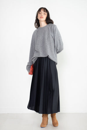 TIBI - Feather Weight Pleated Skirt, Navy
