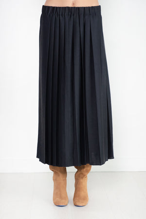 TIBI - Feather Weight Pleated Skirt, Navy
