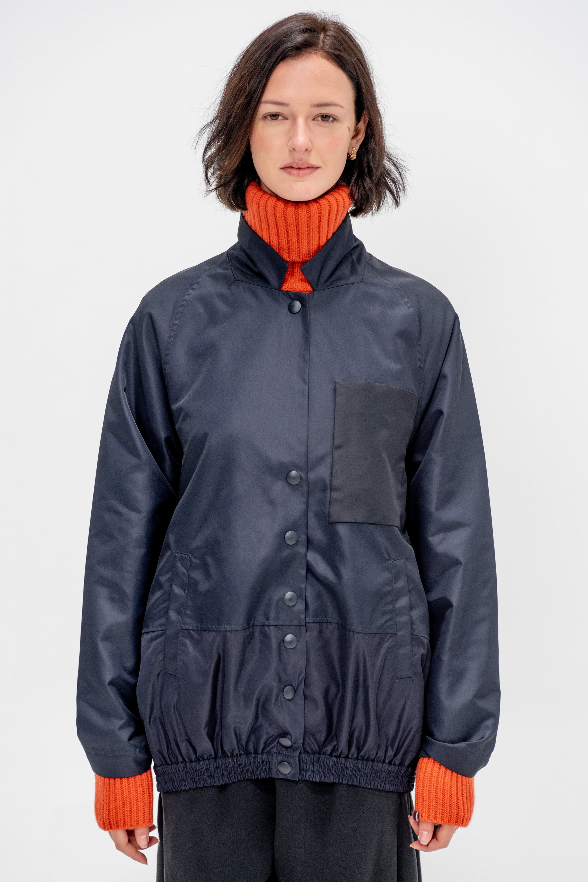 Eco Nylon Bomber Blazer, Navy