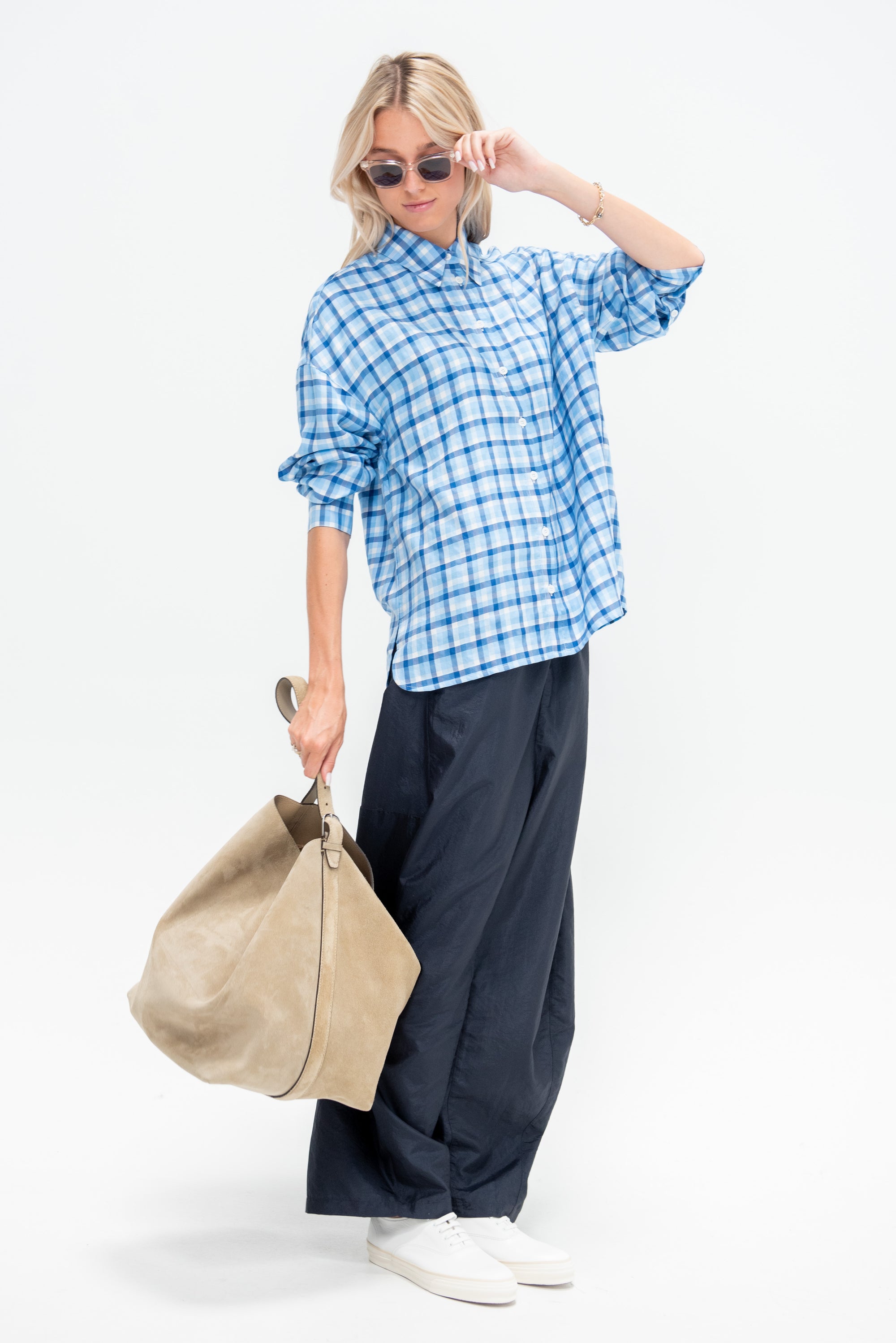 Otis Check Oversized Shirt, Blue Multi
