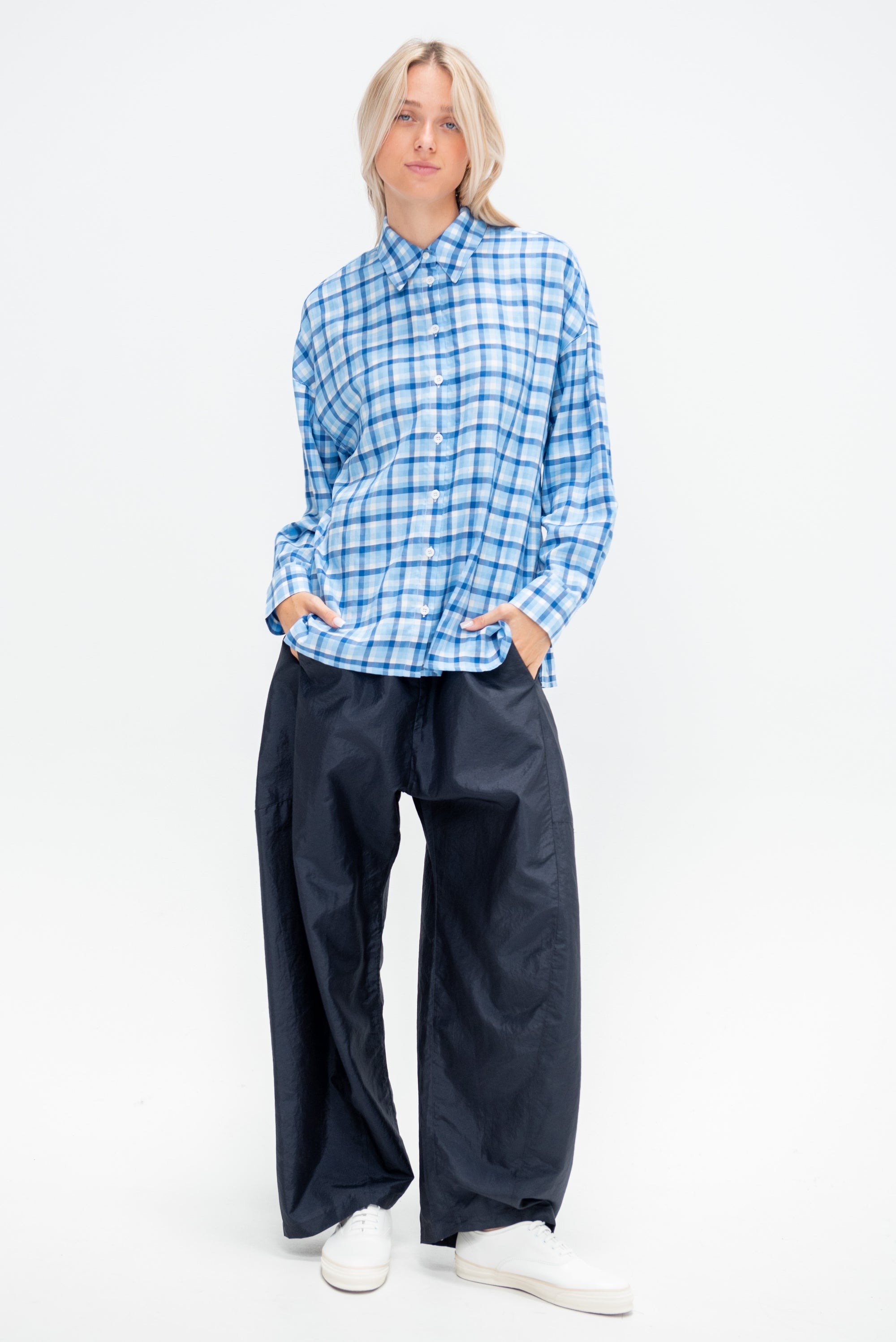 Otis Check Oversized Shirt, Blue Multi