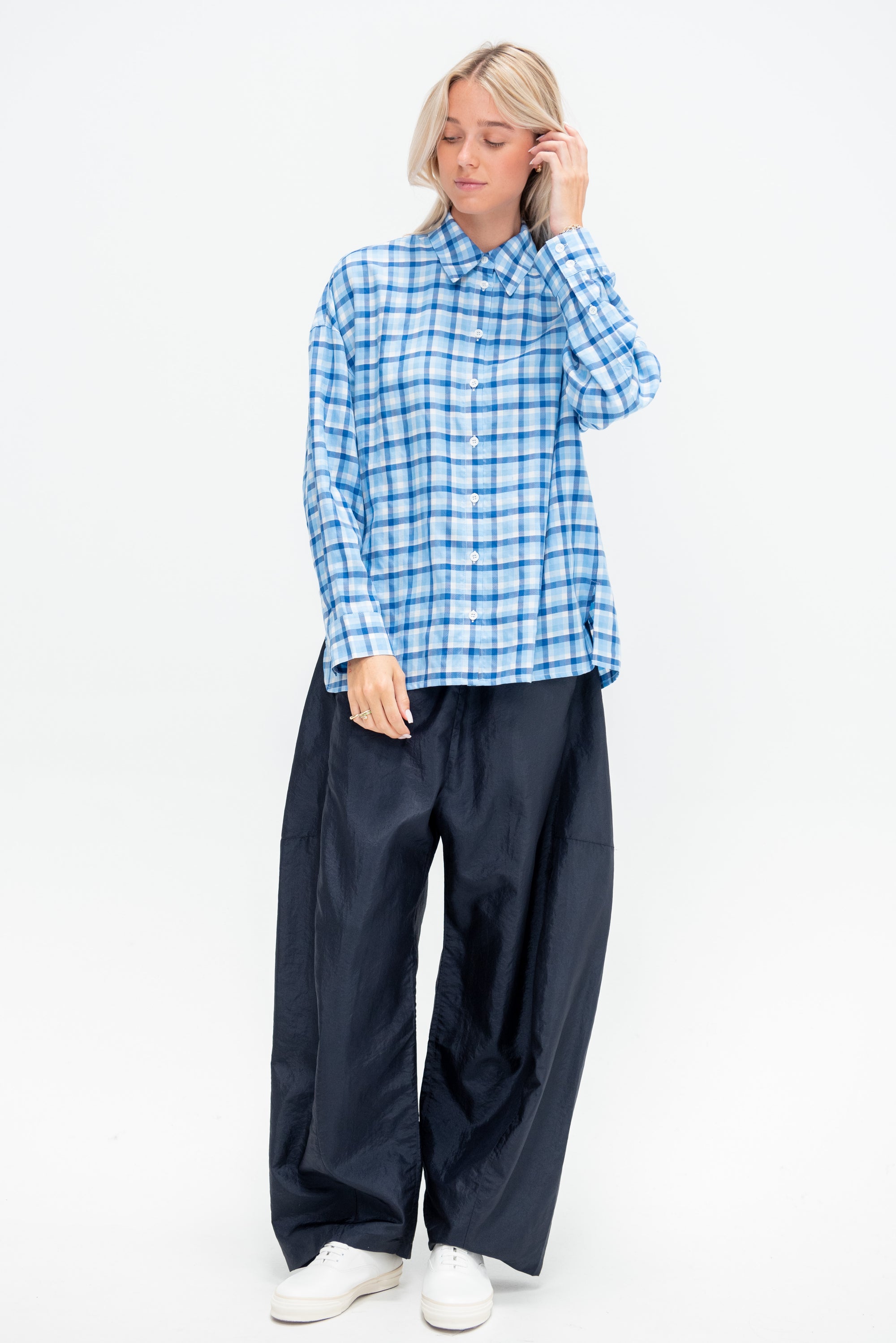 Otis Check Oversized Shirt, Blue Multi