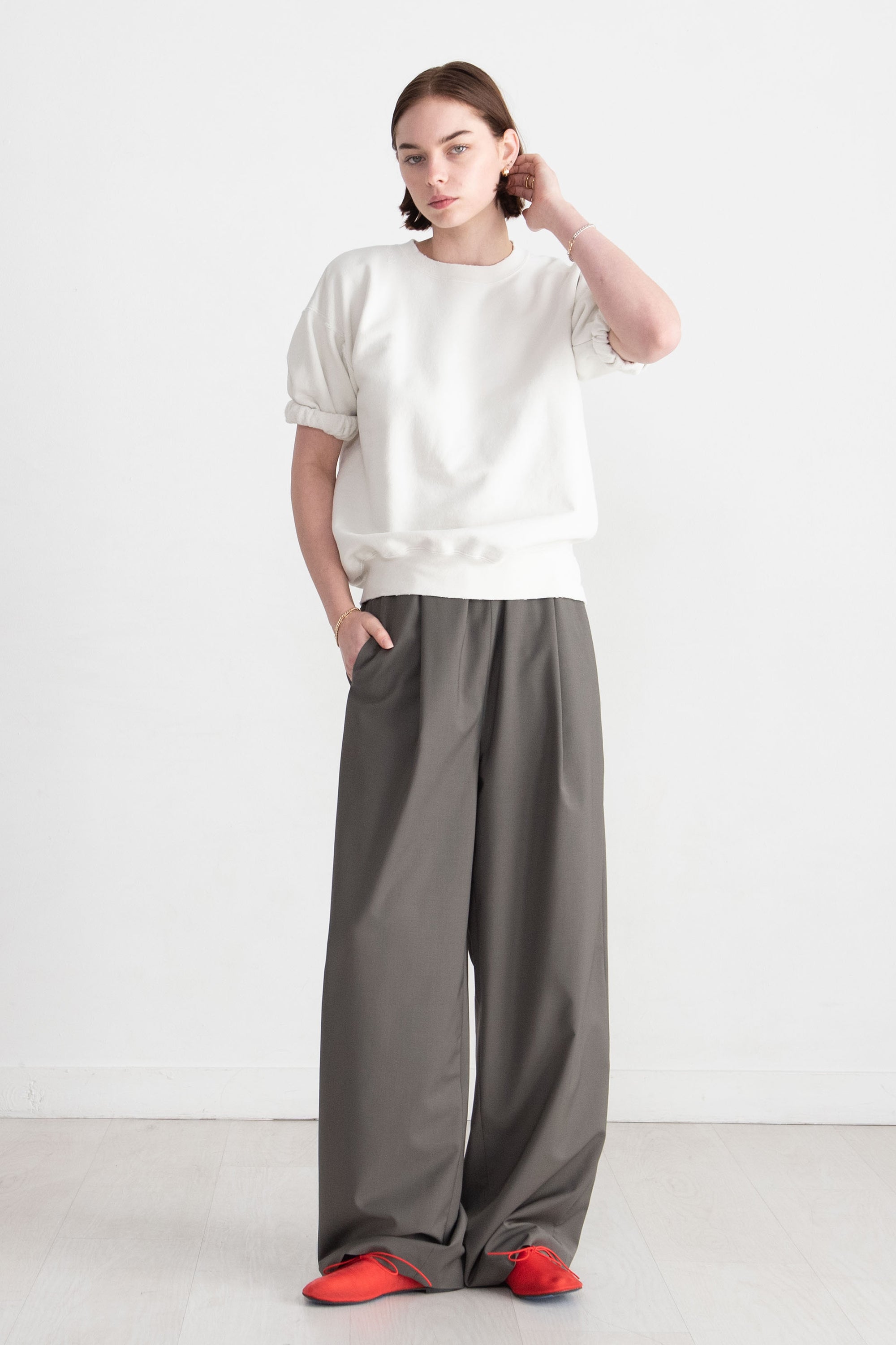 TIBI - Tropical Wool Marit Pull-on Pant, Dark Stone