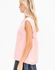 Nylon Shirred Neck Top, Pink