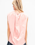 Nylon Shirred Neck Top, Pink