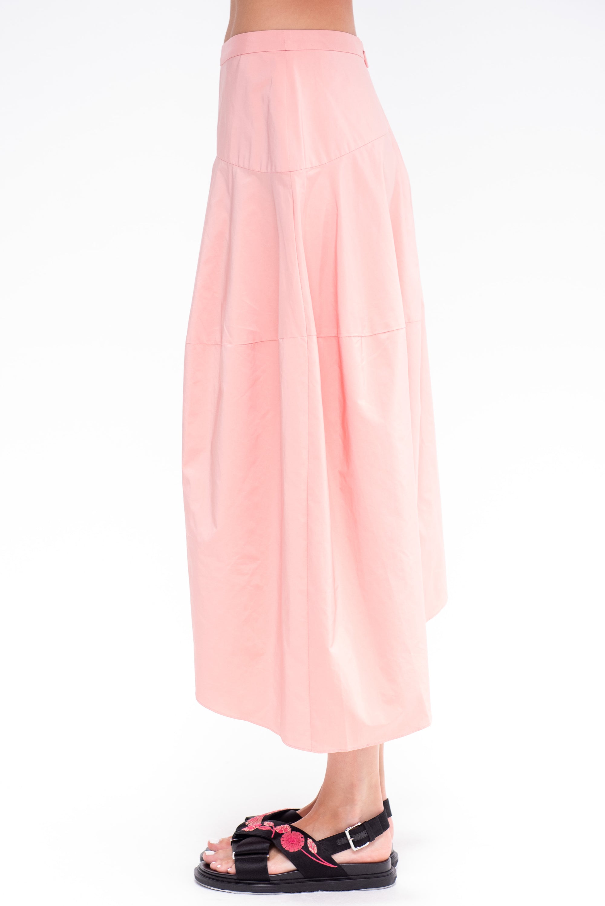 Nylon Asymmetrical Balloon Skirt - Short
