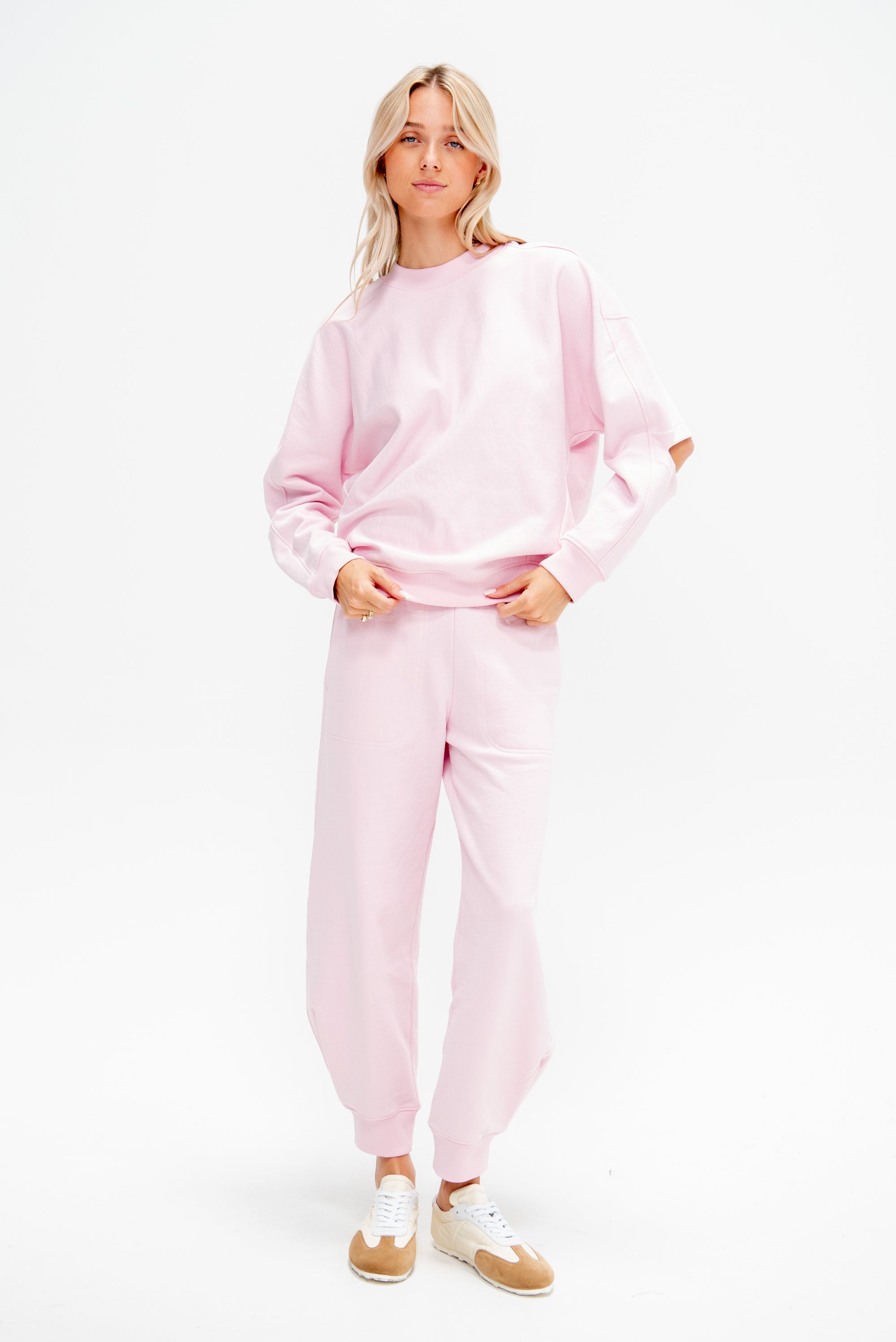 Cocoon Crewneck Sweatshirt, Light Pink